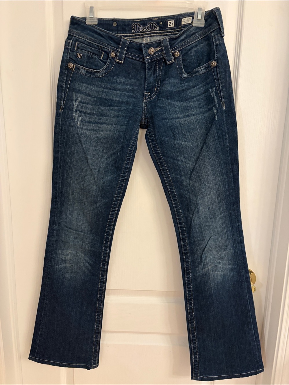Miss Me Dark Blue Bootcut Distressed Jeans